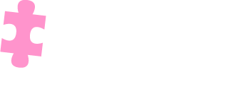３枚のパズルピース。左がピンクで、他が白。